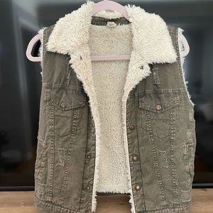 Sherpa Lined Army green vest